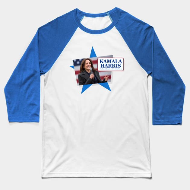 Kamala Harris 2024 Baseball T-Shirt by Dale Preston Design